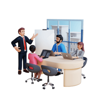 Illustration of business people giving a presentation.